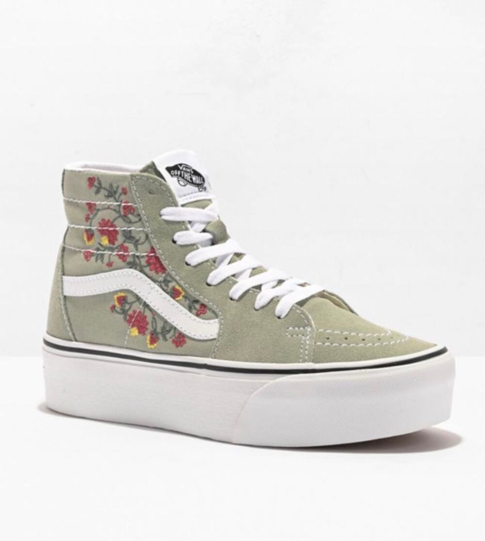 Vans Sk8-Hi Tapered Stackform Floral Embroidered Platform Sneakers Size 8.5
